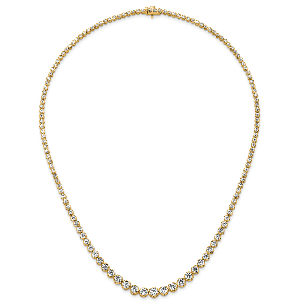 14k 11 carat Certified Lab Grown Diamond VS+ F+ Complete Round 20 inch Graduated Tennis Necklace