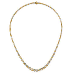 14k 11 carat Certified Lab Grown Diamond VS+ F+ Complete Round 20 inch Graduated Tennis Necklace