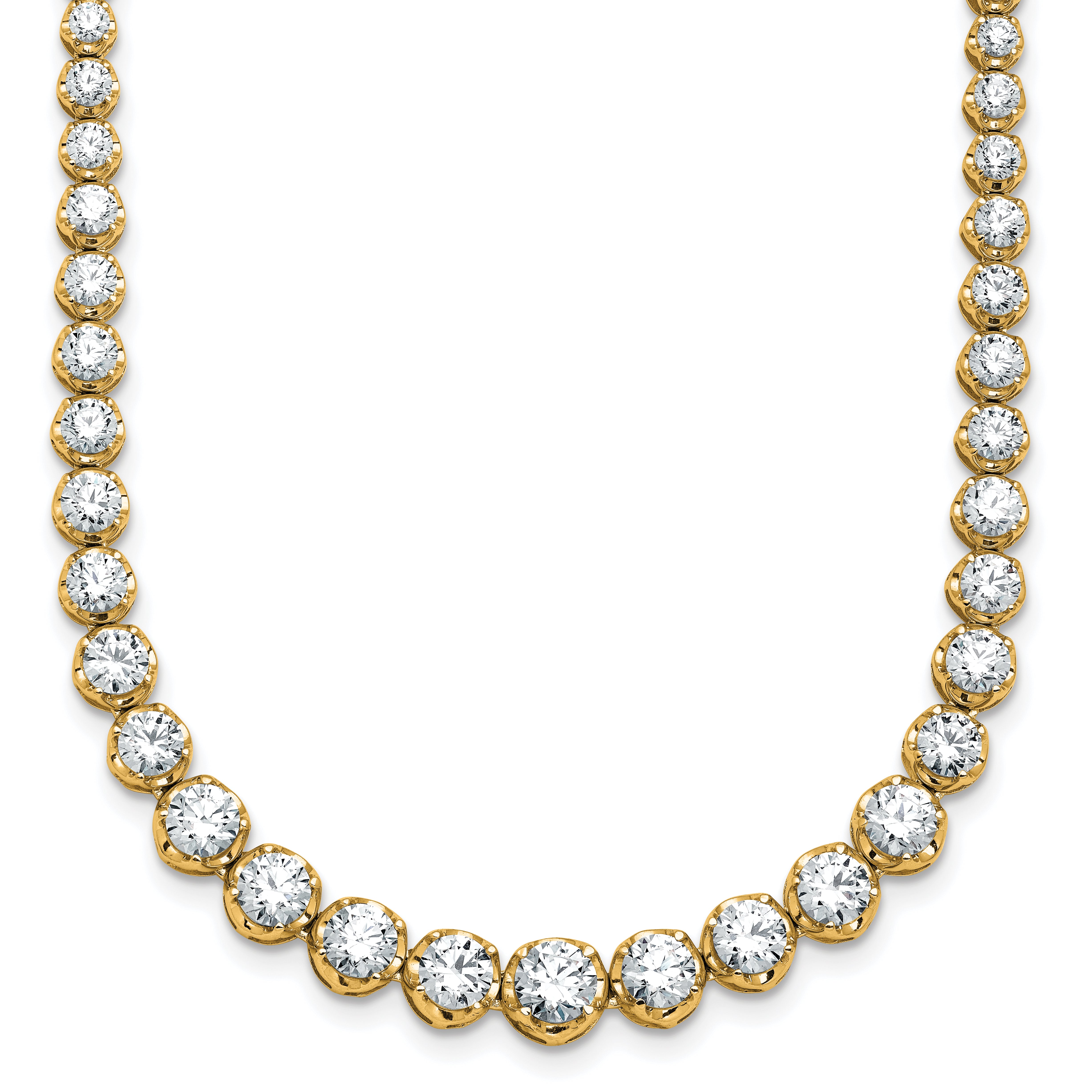 14k 11 carat Certified Lab Grown Diamond VS+ F+ Complete Round 20 inch Graduated Tennis Necklace