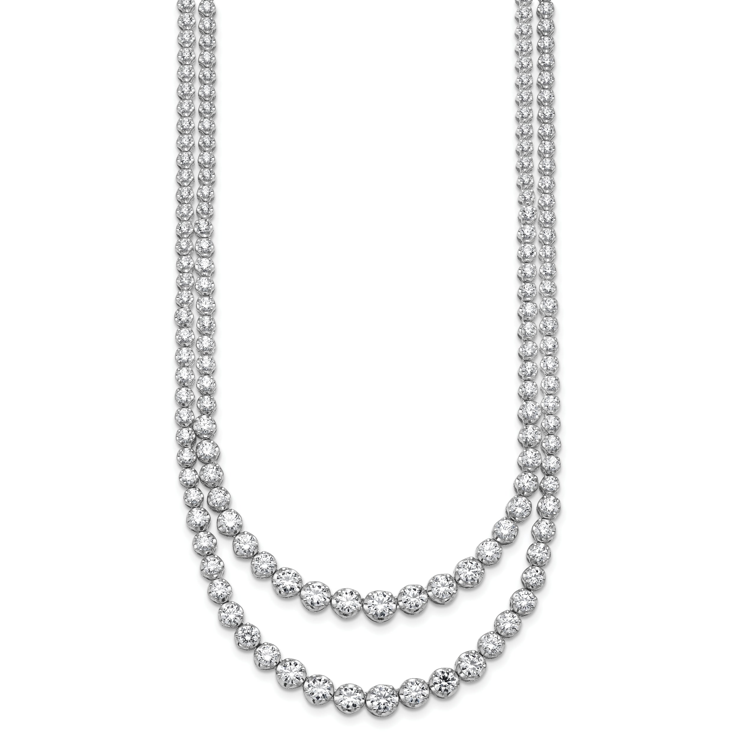 14k White Gold 14 3/8 carat Certified Lab Grown Diamond VS+ F+ Complete 16 inch Graduated Layered Tennis Necklace