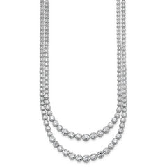 14k White Gold 14 3/8 carat Certified Lab Grown Diamond VS+ F+ Complete 16 inch Graduated Layered Tennis Necklace