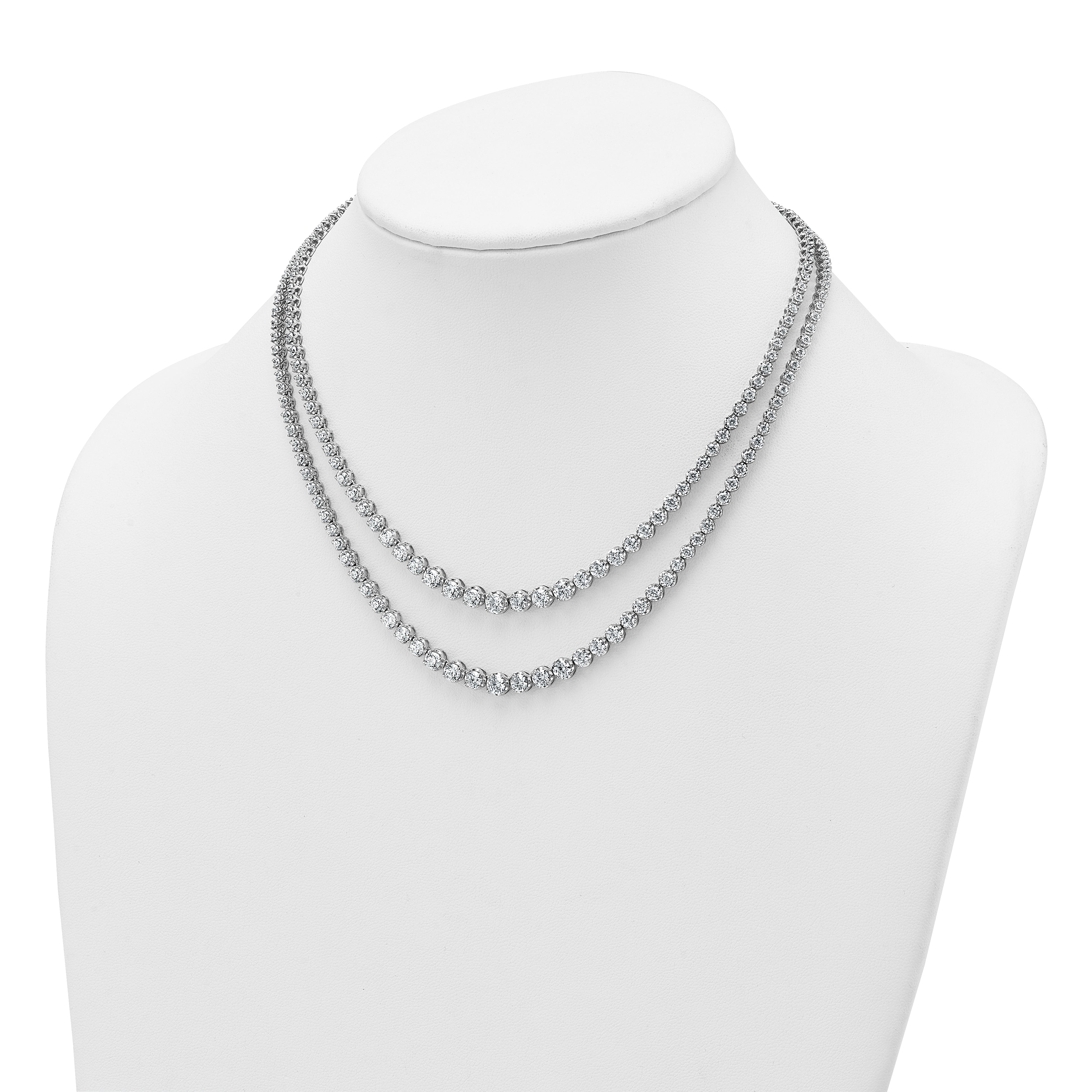 14k White Gold 14 3/8 carat Certified Lab Grown Diamond VS+ F+ Complete 16 inch Graduated Layered Tennis Necklace