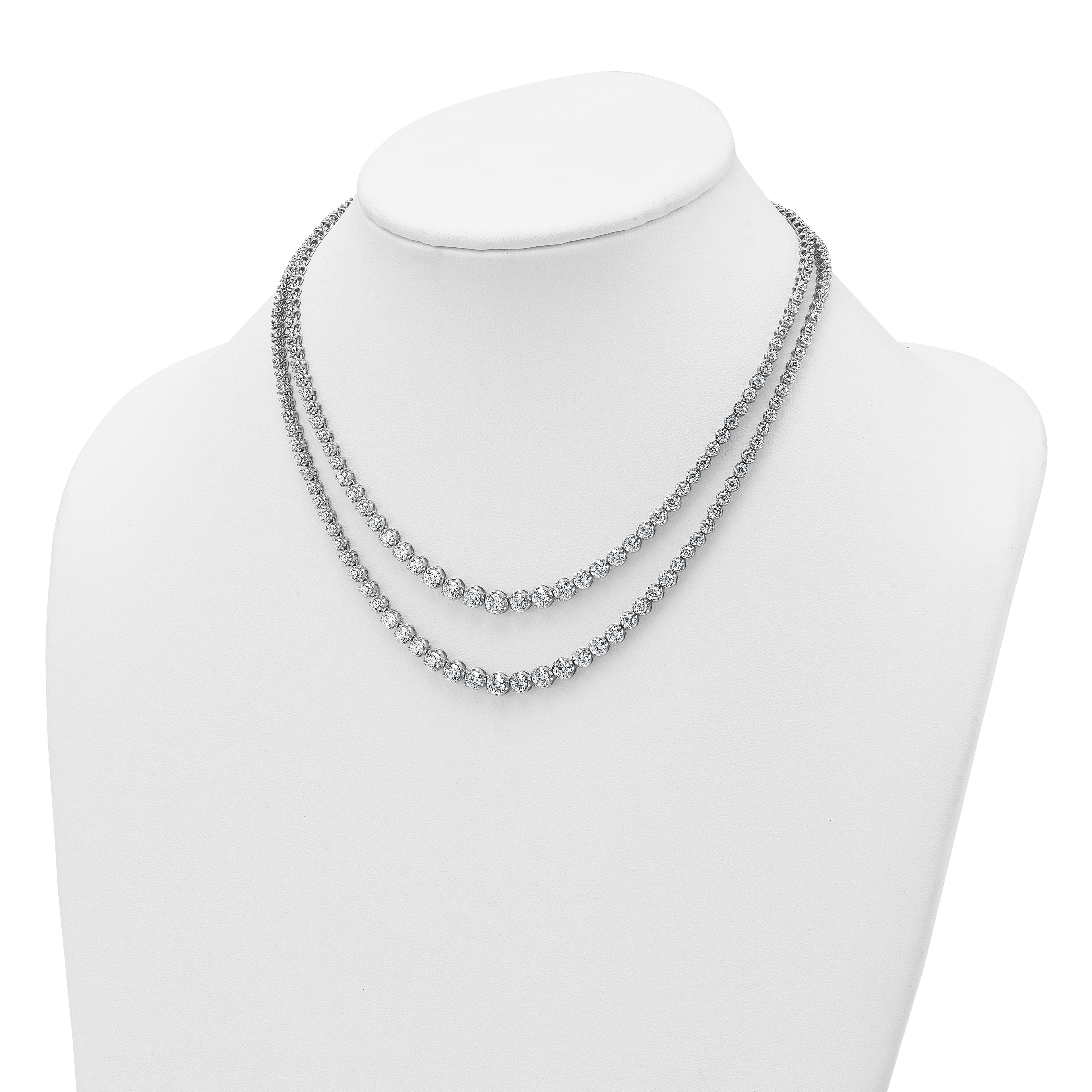 14k White Gold 14 3/8 carat Certified Lab Grown Diamond VS/SI+ G+ Complete 16 inch Graduated Layered Tennis Necklace