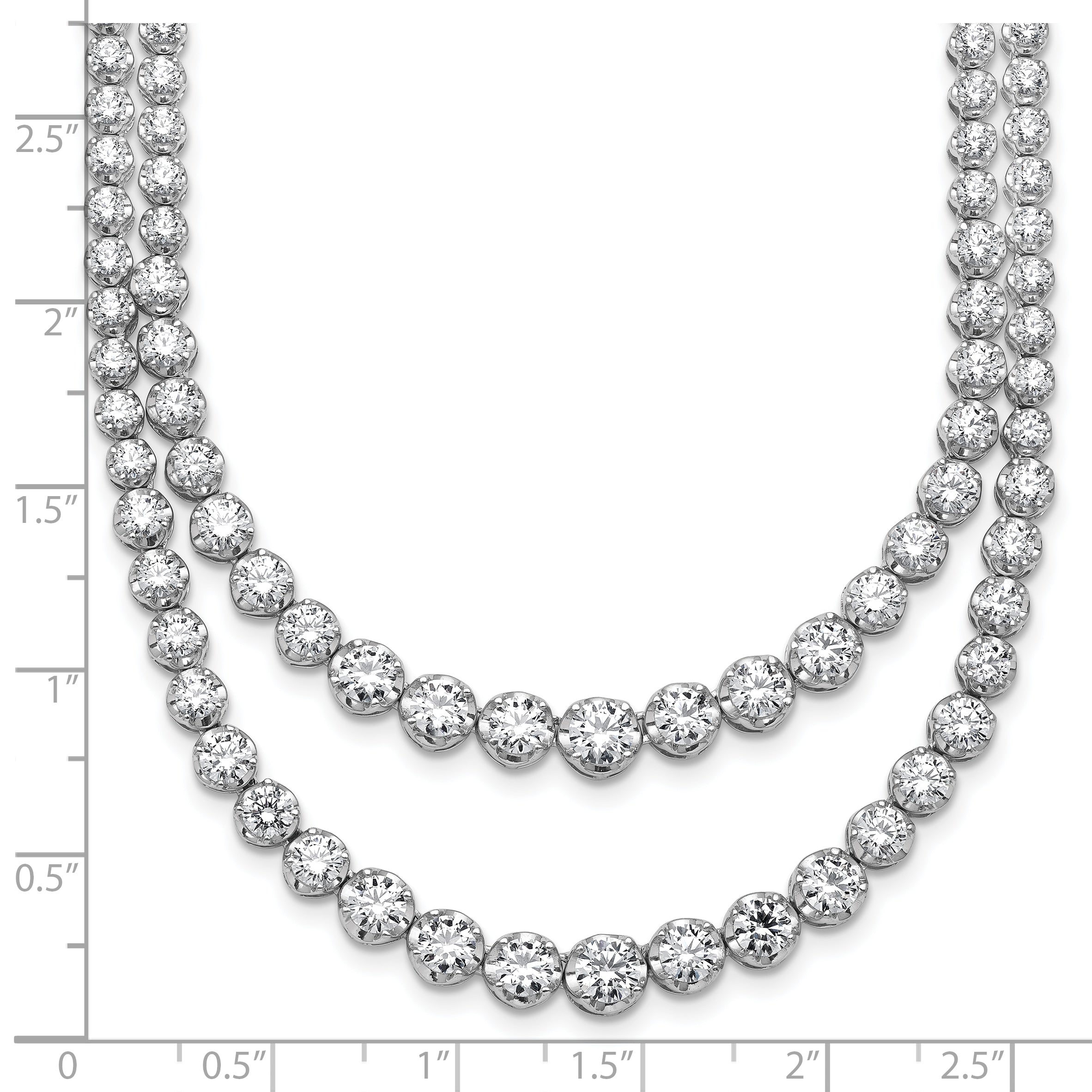14k White Gold 14 3/8 carat Lab Grown Diamond VS/SI+ G+ Complete 16 inch Graduated Layered Tennis Necklace