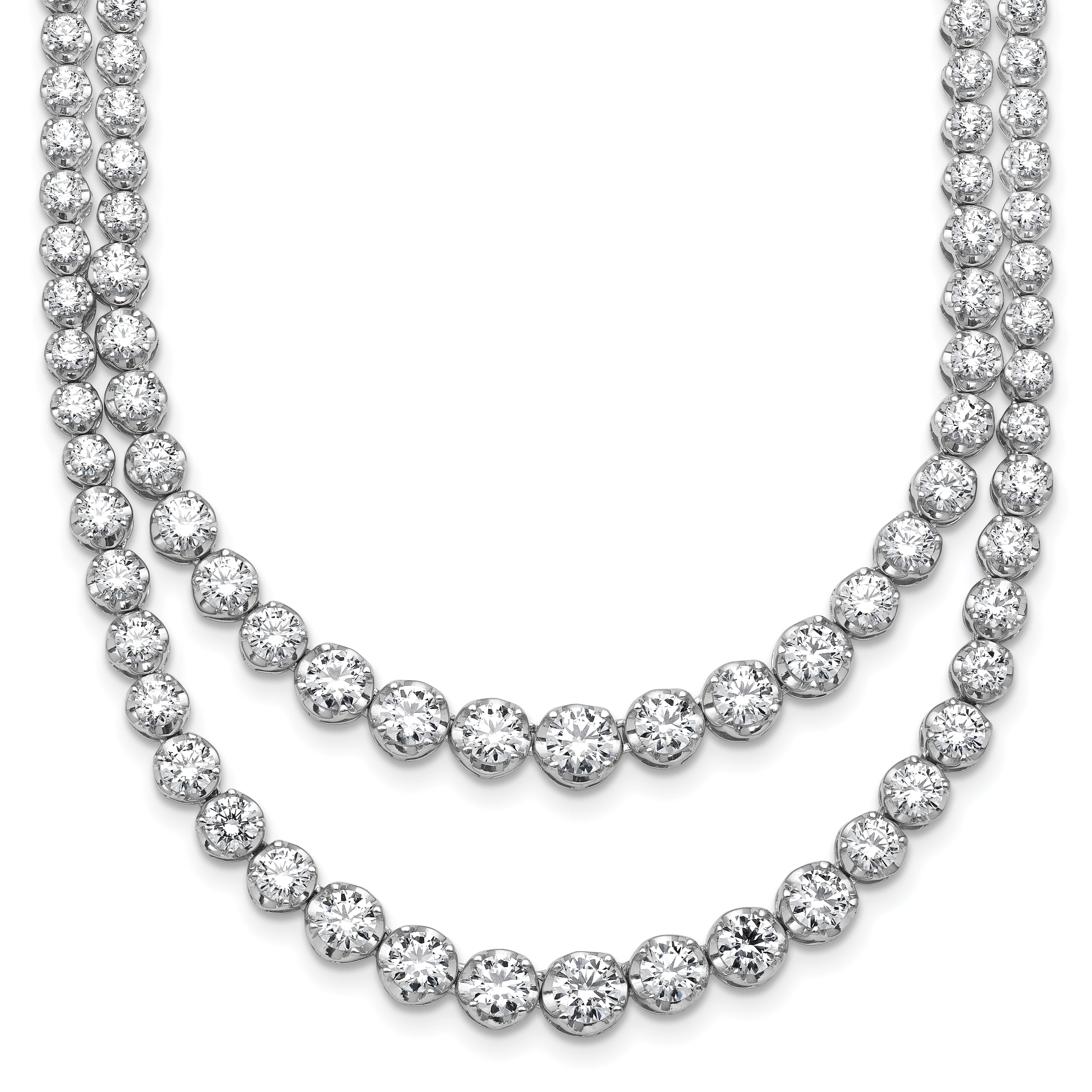 14k White Gold 14 3/8 carat Lab Grown Diamond VS+ F+ Complete 16 inch Graduated Layered Tennis Necklace