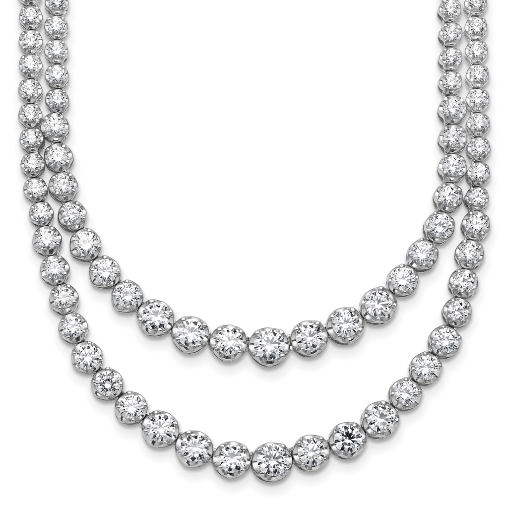 14k White Gold 14 3/8 carat Lab Grown Diamond VS+ F+ Complete 16 inch Graduated Layered Tennis Necklace