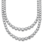 14k White Gold 14 3/8 carat Lab Grown Diamond VS+ F+ Complete 16 inch Graduated Layered Tennis Necklace