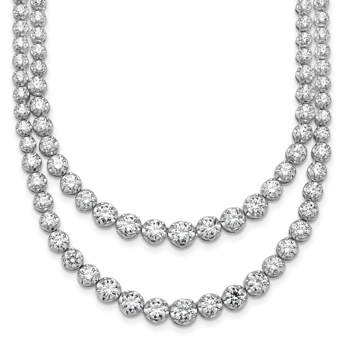 14k White Gold 14 3/8 carat Lab Grown Diamond VS+ F+ Complete 16 inch Graduated Layered Tennis Necklace