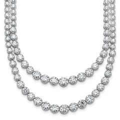 14k White Gold 14 3/8 carat Lab Grown Diamond VS+ F+ Complete 16 inch Graduated Layered Tennis Necklace
