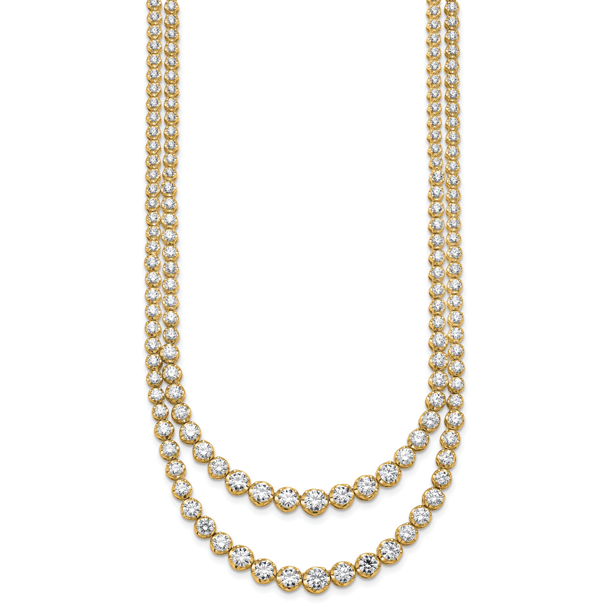 14k 14 3/8 carat Lab Grown Diamond VS/SI+ G+ Complete 16 inch Graduated Layered Tennis Necklace