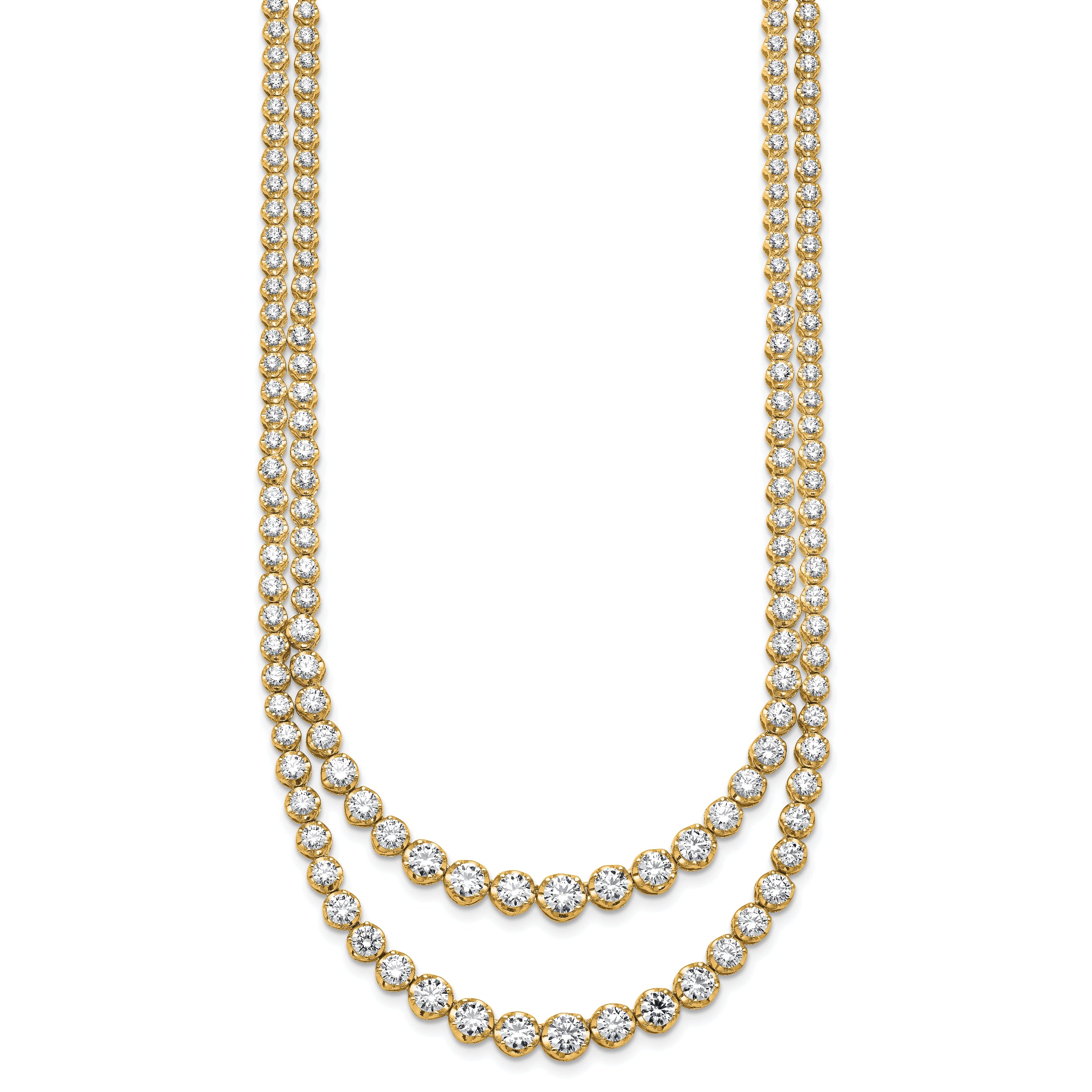 14k 14 3/8 carat Certified Lab Grown Diamond VS/SI+ G+ Complete 16 inch Graduated Layered Tennis Necklace
