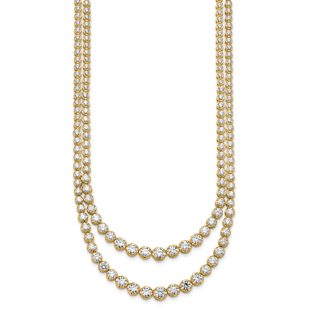14k 14 3/8 carat Certified Lab Grown Diamond VS+ F+ Complete 16 inch Graduated Layered Tennis Necklace