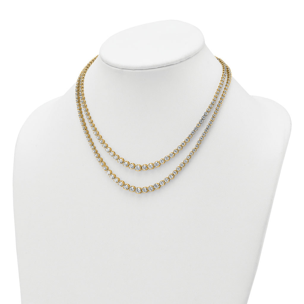 14k 14 3/8 carat Certified Lab Grown Diamond VS/SI+ G+ Complete 16 inch Graduated Layered Tennis Necklace