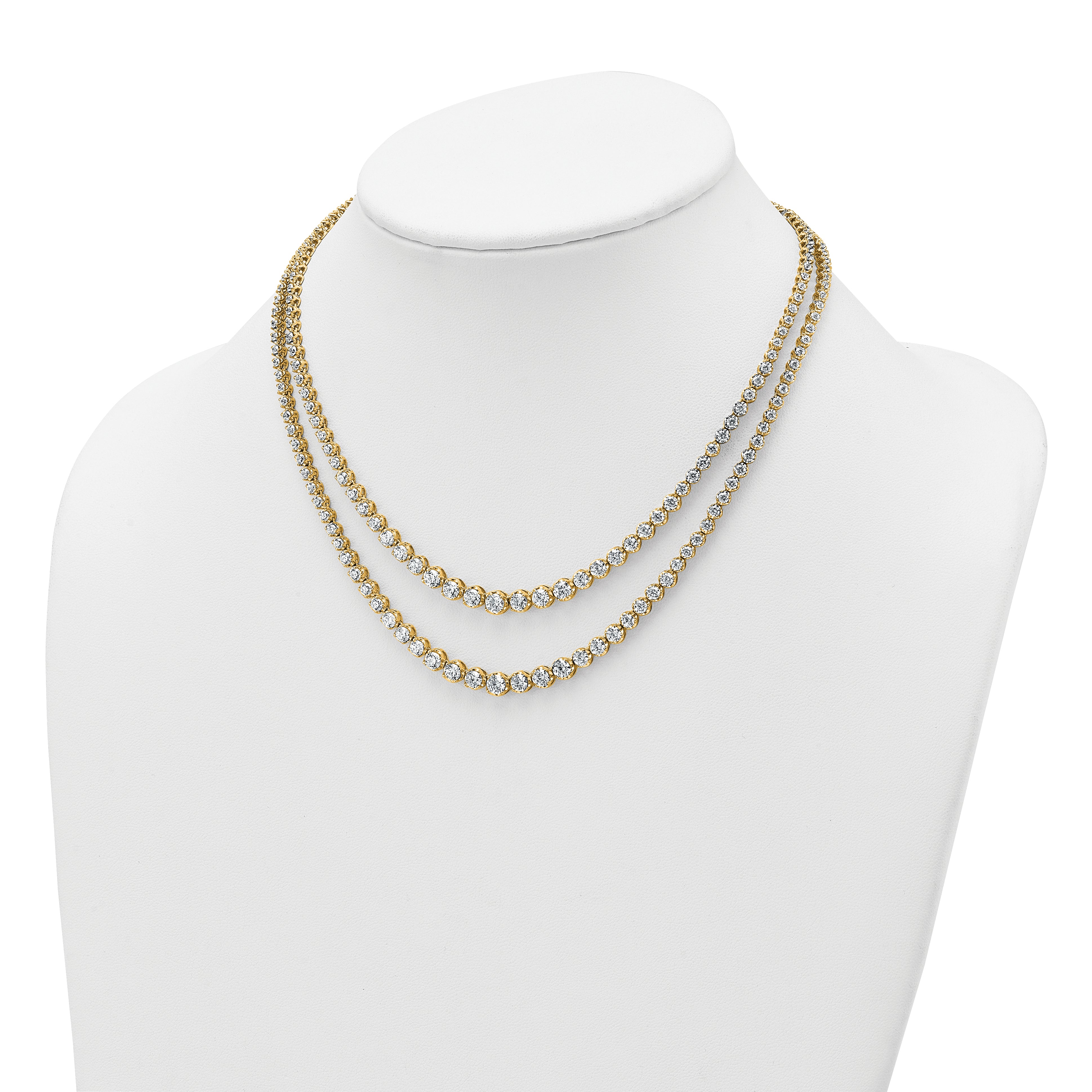 14k 14 3/8 carat Certified Lab Grown Diamond VS+ F+ Complete 16 inch Graduated Layered Tennis Necklace