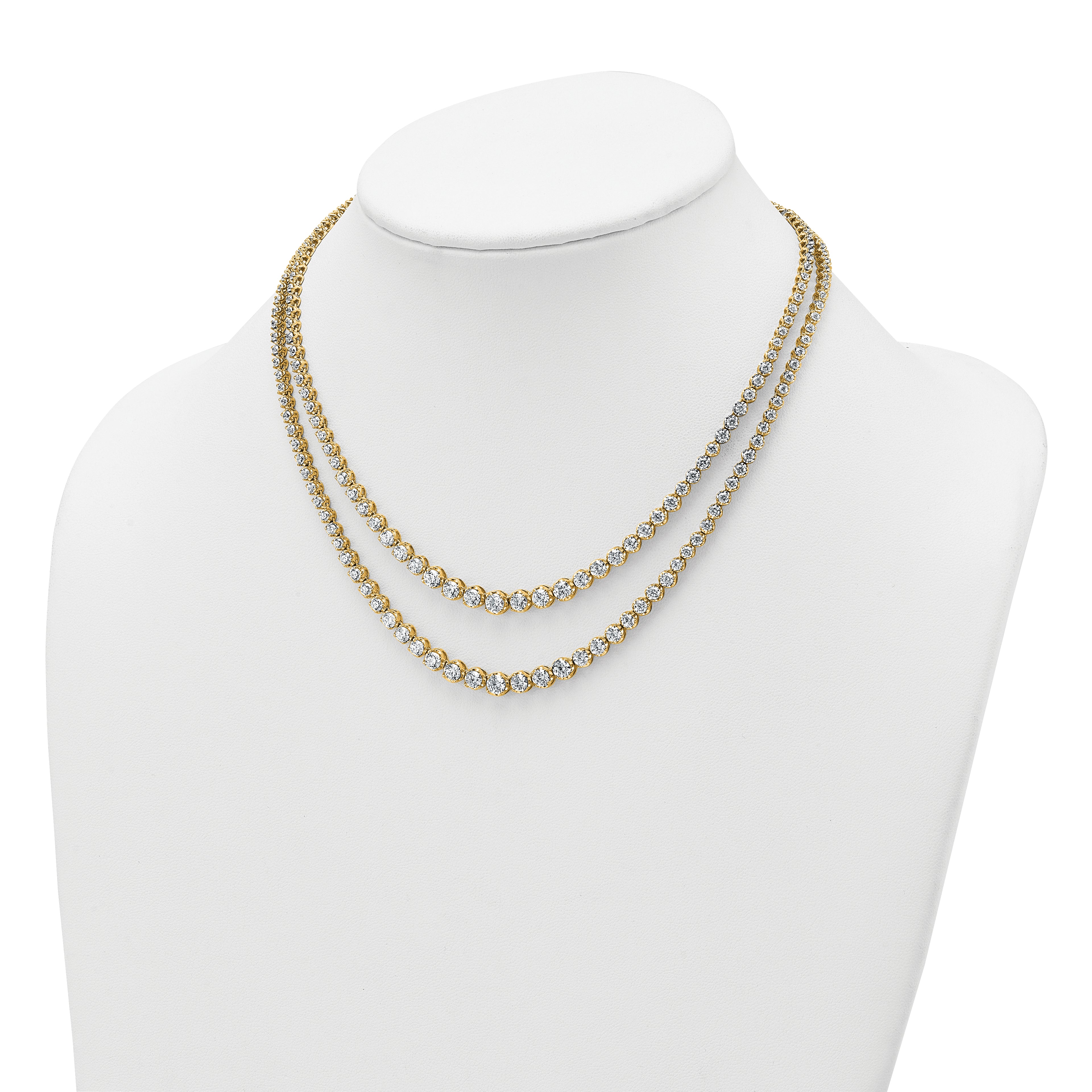 14k 14 3/8 carat Certified Lab Grown Diamond VS+ F+ Complete 16 inch Graduated Layered Tennis Necklace