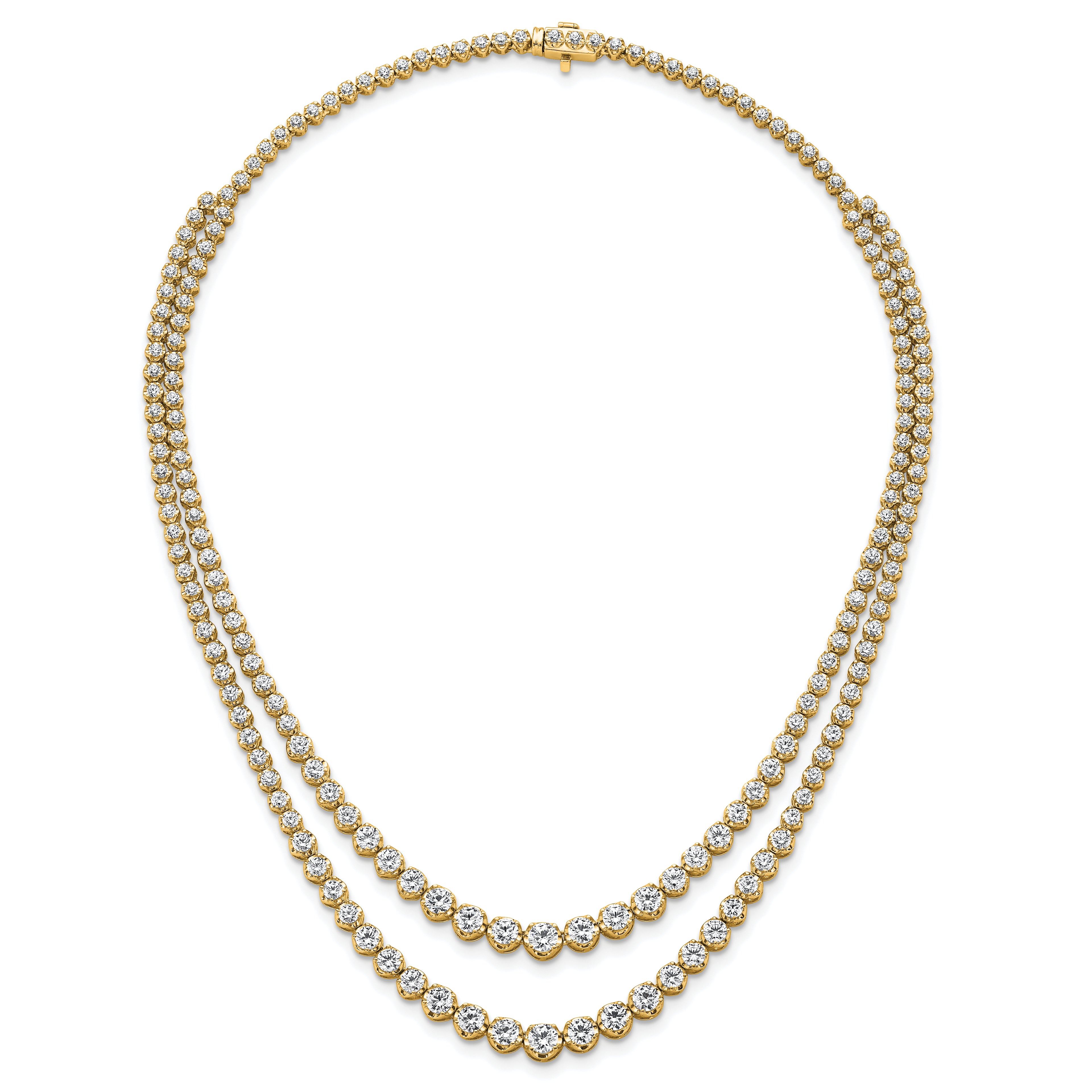 14k 14 3/8 carat Certified Lab Grown Diamond VS+ F+ Complete 16 inch Graduated Layered Tennis Necklace