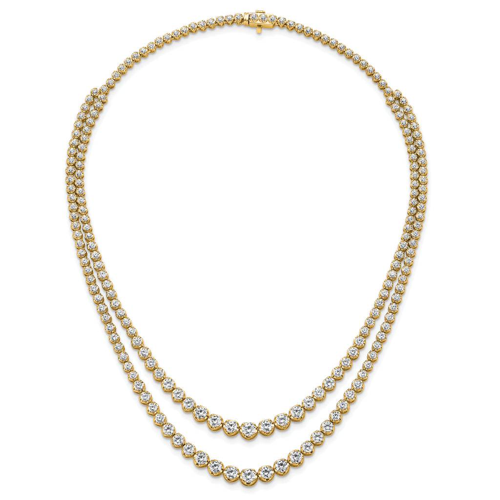 14k 14 3/8 carat Lab Grown Diamond VS+ F+ Complete 16 inch Graduated Layered Tennis Necklace