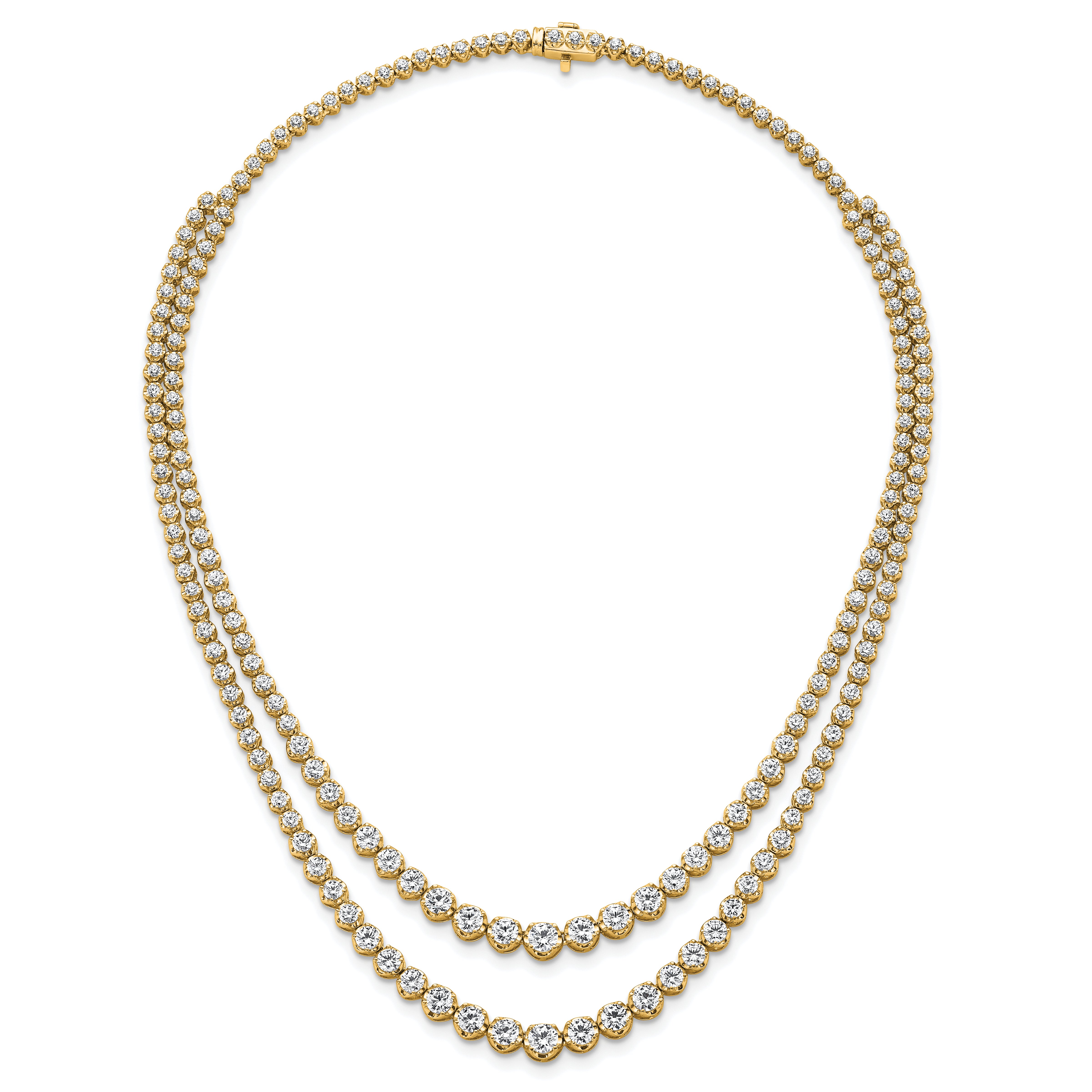14k 14 3/8 carat Lab Grown Diamond VS/SI+ G+ Complete 16 inch Graduated Layered Tennis Necklace