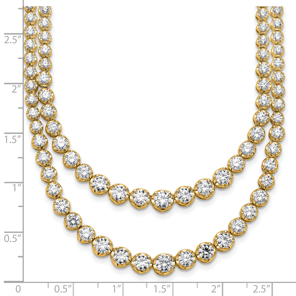 14k 14 3/8 carat Lab Grown Diamond VS+ F+ Complete 16 inch Graduated Layered Tennis Necklace
