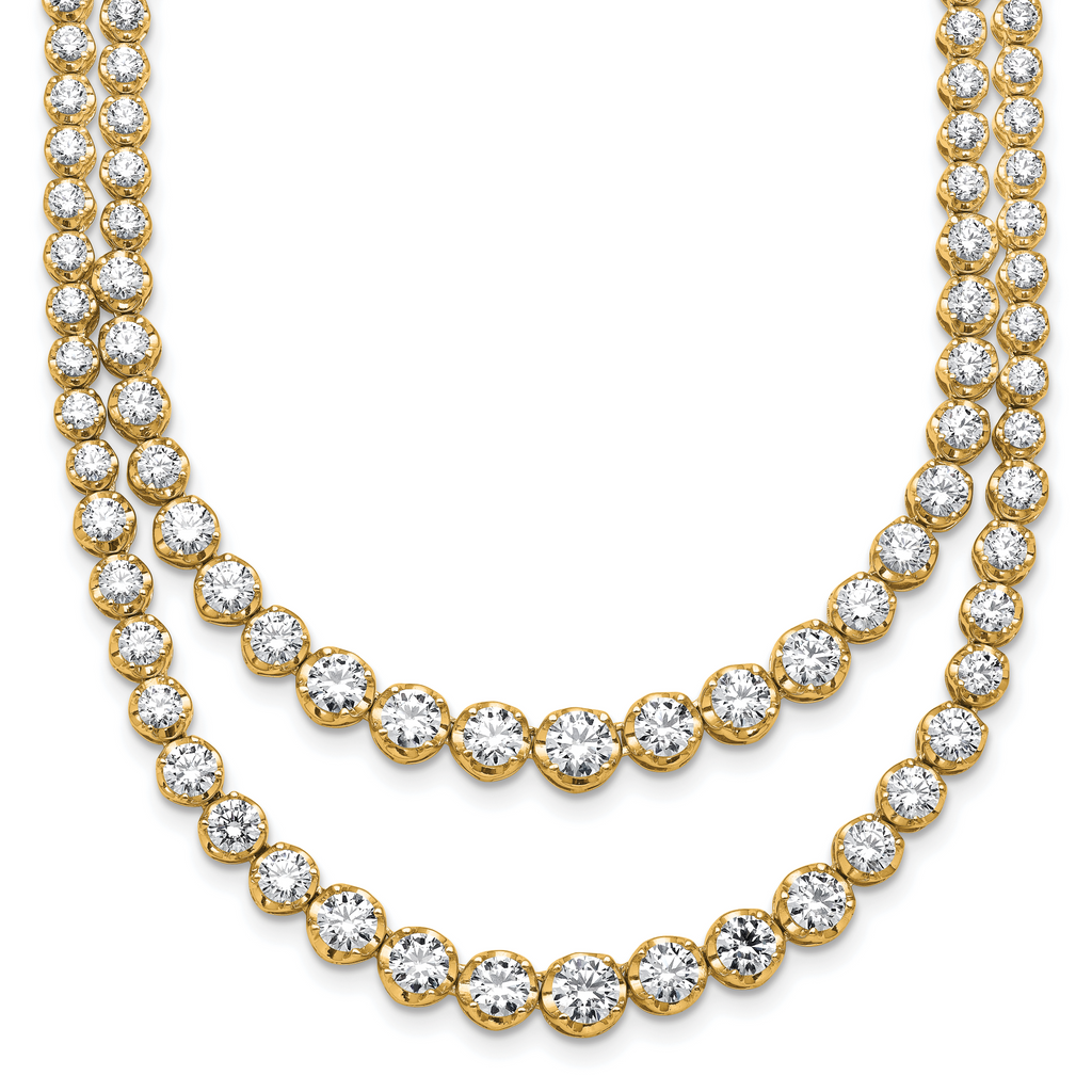 14k 14 3/8 carat Lab Grown Diamond VS/SI+ G+ Complete 16 inch Graduated Layered Tennis Necklace