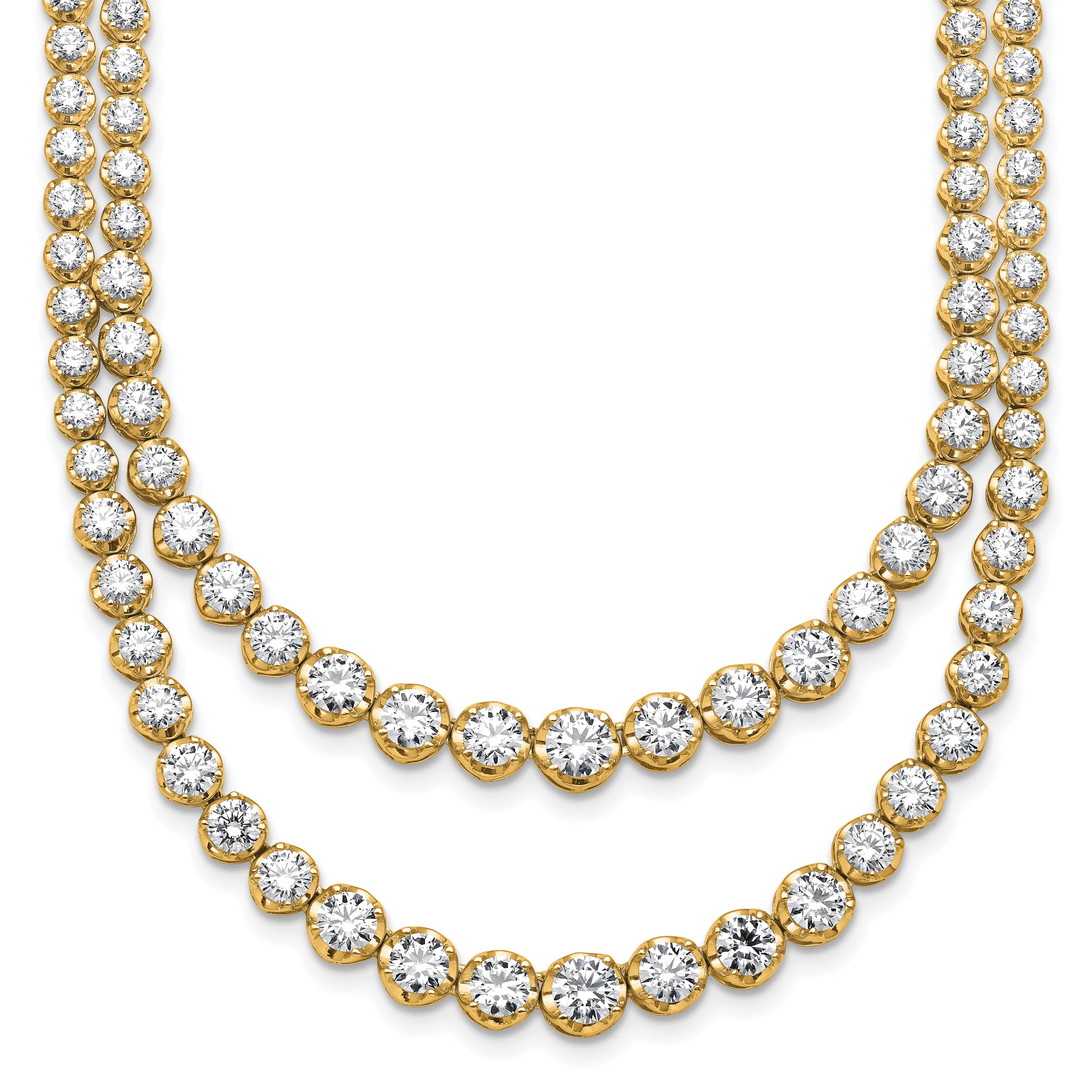 14k 14 3/8 carat Certified Lab Grown Diamond VS+ F+ Complete 16 inch Graduated Layered Tennis Necklace