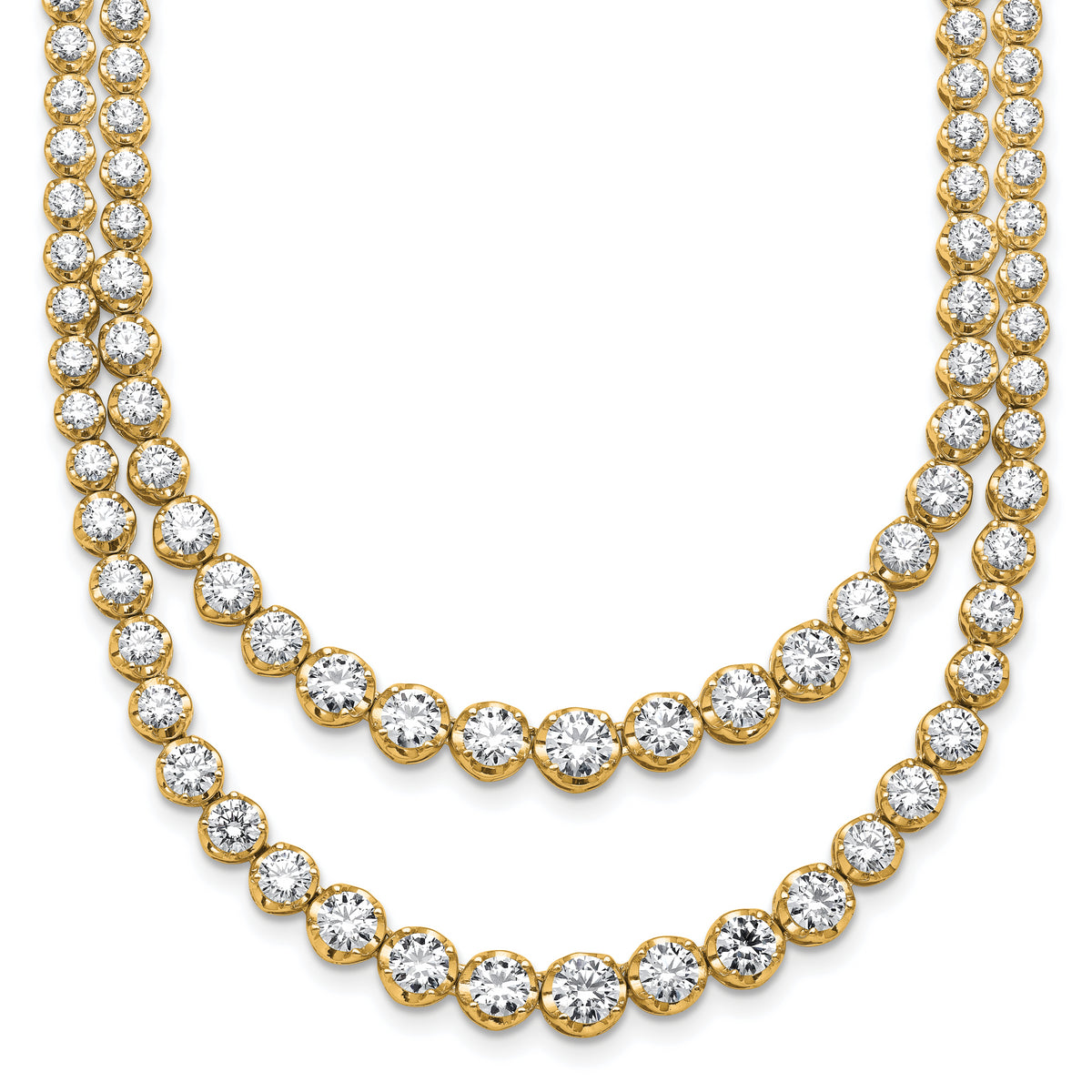 14k 14 3/8 carat Certified Lab Grown Diamond VS+ F+ Complete 16 inch Graduated Layered Tennis Necklace