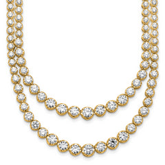 14k 14 3/8 carat Certified Lab Grown Diamond VS/SI+ G+ Complete 16 inch Graduated Layered Tennis Necklace
