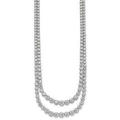 14k White Gold 14 7/8 carat Lab Grown Diamond VS/SI+ G+ Complete 18 inch Graduated Layered Tennis Necklace