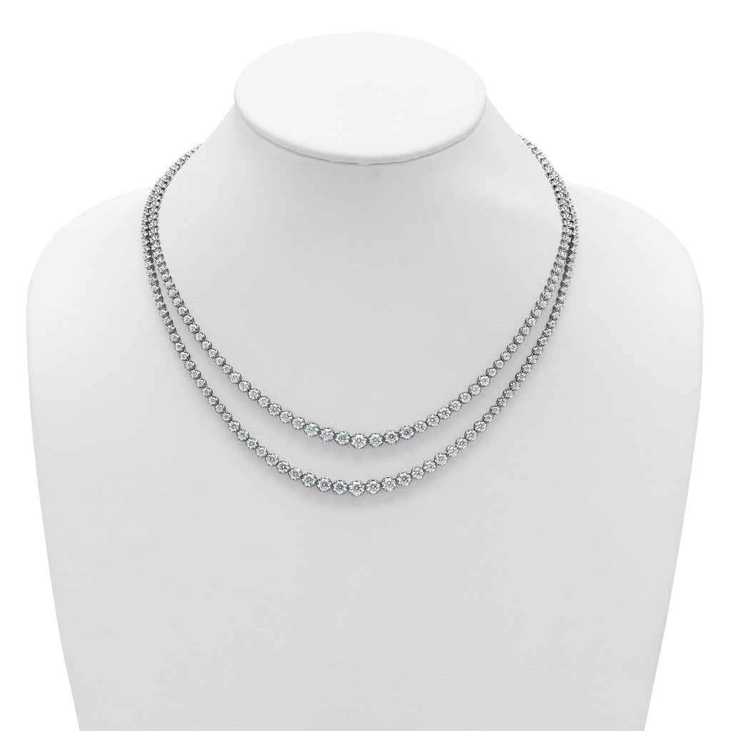 14k White Gold 14 7/8 carat Certified Lab Grown Diamond VS/SI+ G+ Complete 18 inch Graduated Layered Tennis Necklace