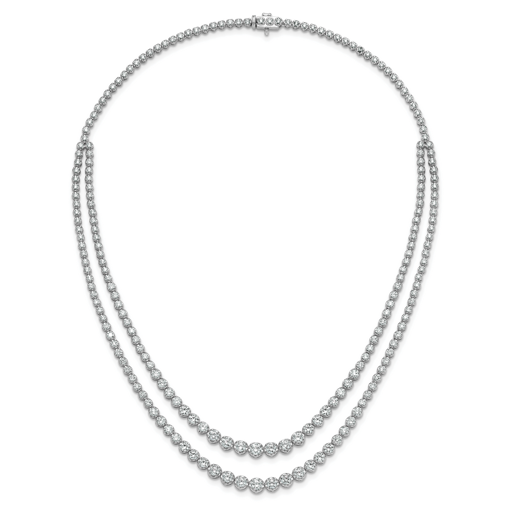 14k White Gold 14 7/8 carat Lab Grown Diamond VS/SI+ G+ Complete 18 inch Graduated Layered Tennis Necklace
