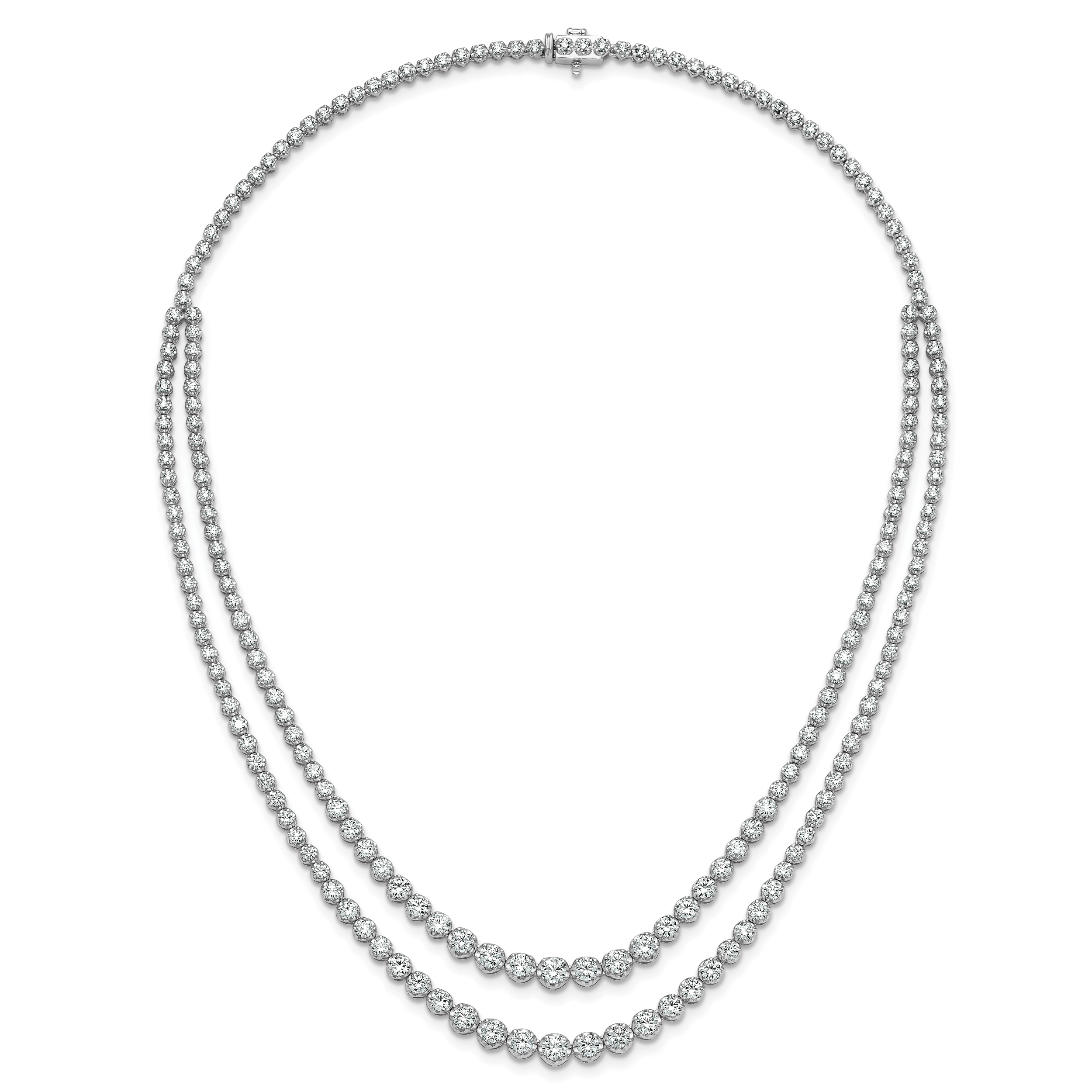 14k White Gold 14 7/8 carat Lab Grown Diamond VS/SI+ G+ Complete 18 inch Graduated Layered Tennis Necklace