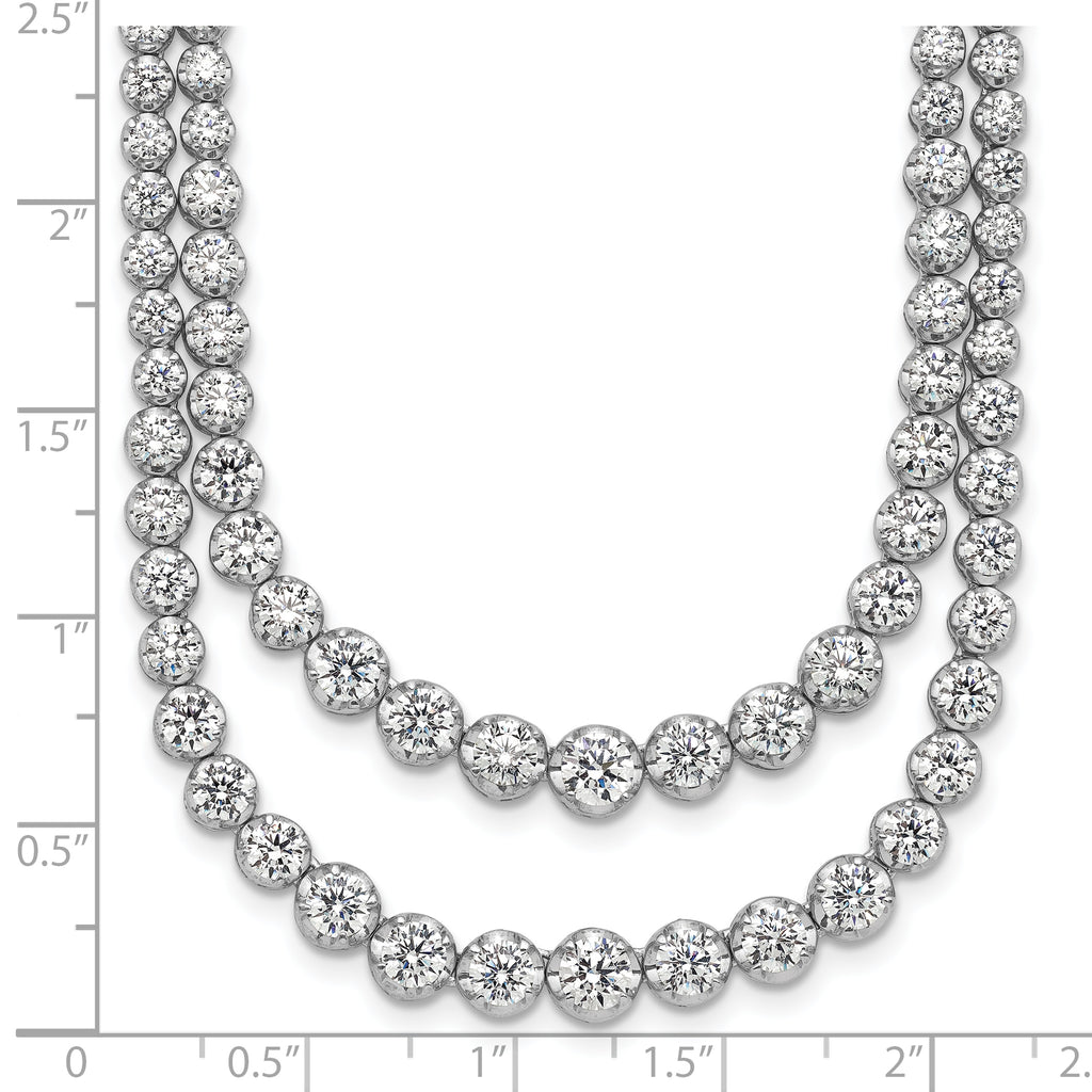 14k White Gold 14 7/8 carat Lab Grown Diamond VS+ F+ Complete 18 inch Graduated Layered Tennis Necklace