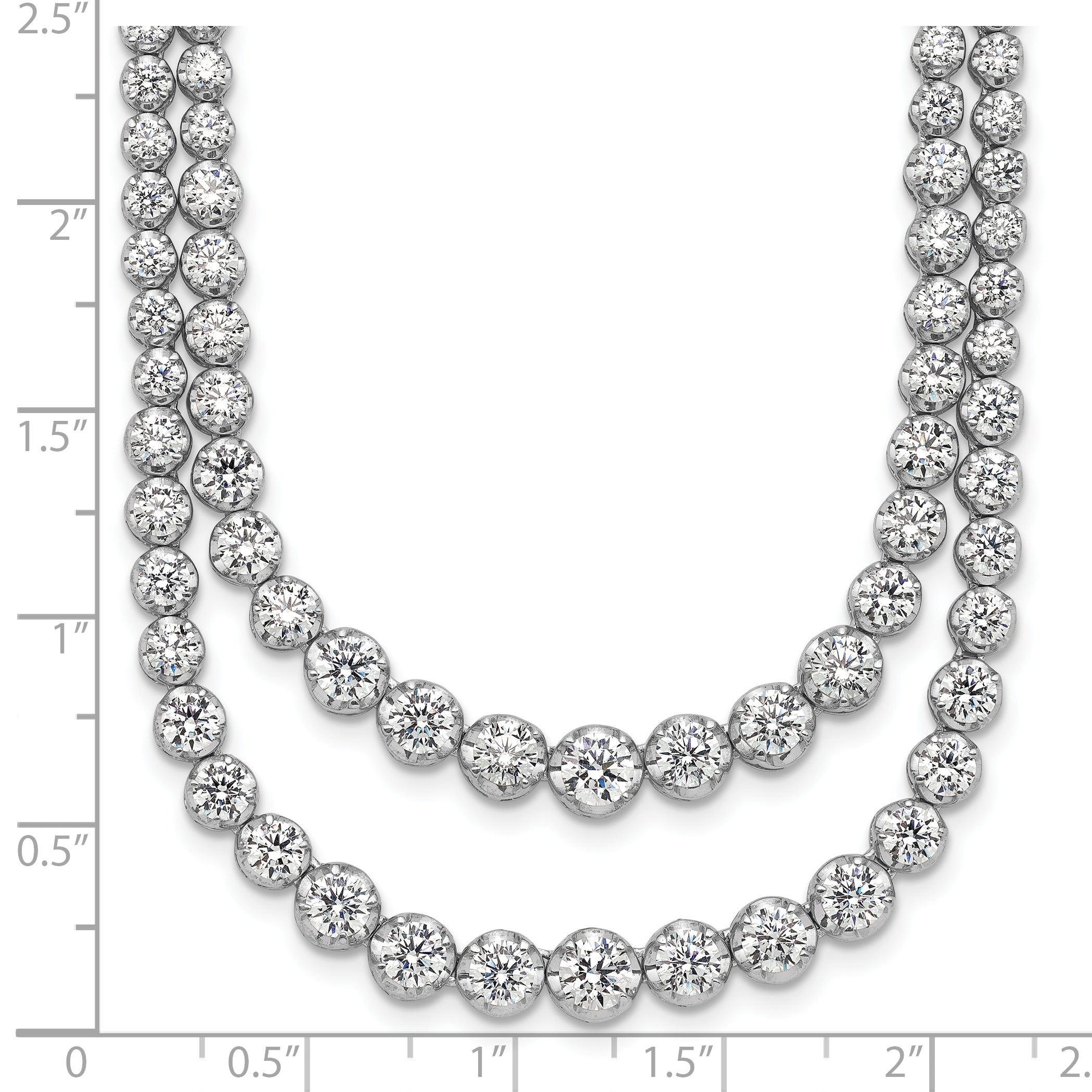 14k White Gold 14 7/8 carat Lab Grown Diamond VS/SI+ G+ Complete 18 inch Graduated Layered Tennis Necklace
