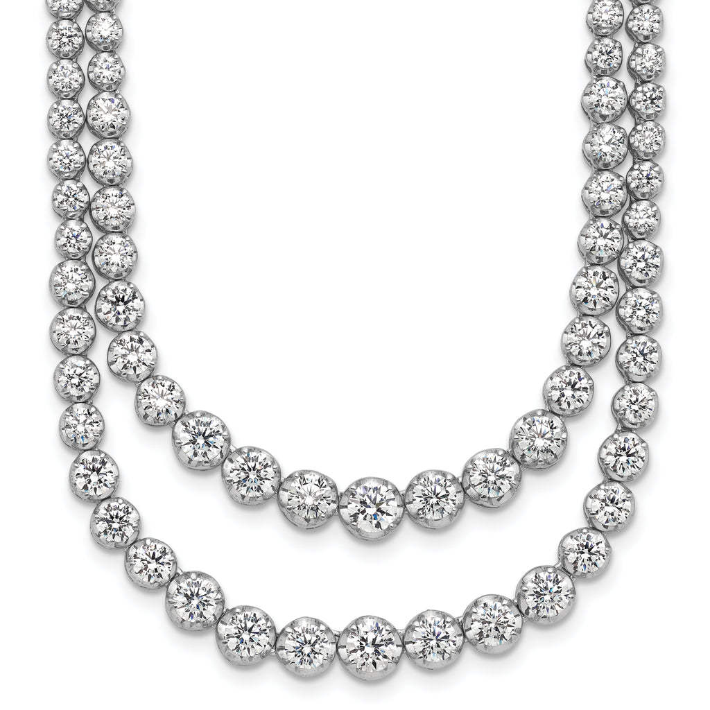 14k White Gold 14 7/8 carat Lab Grown Diamond VS/SI+ G+ Complete 18 inch Graduated Layered Tennis Necklace