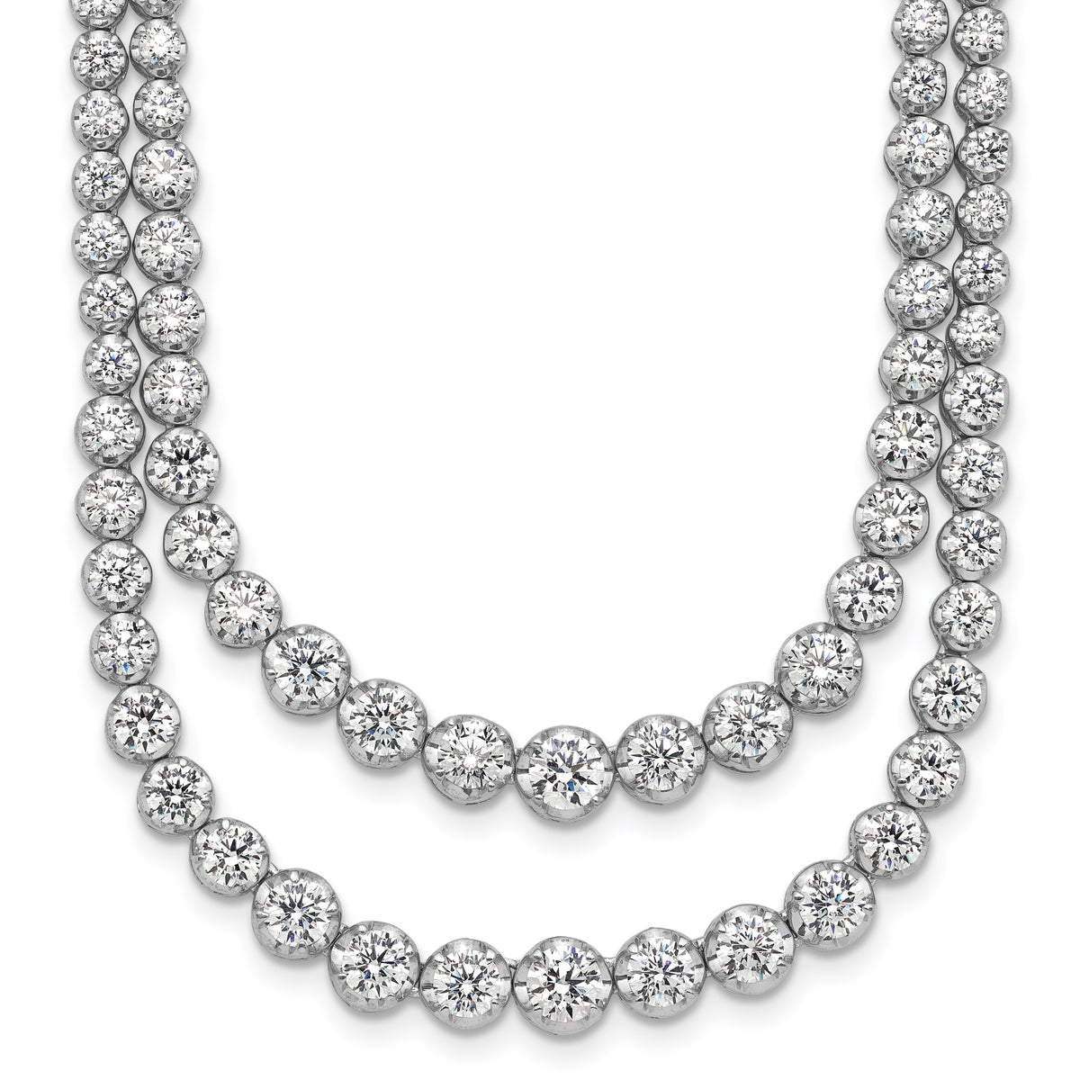 14k White Gold 14 7/8 carat Lab Grown Diamond VS/SI+ G+ Complete 18 inch Graduated Layered Tennis Necklace