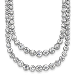 14k White Gold 14 7/8 carat Lab Grown Diamond VS/SI+ G+ Complete 18 inch Graduated Layered Tennis Necklace