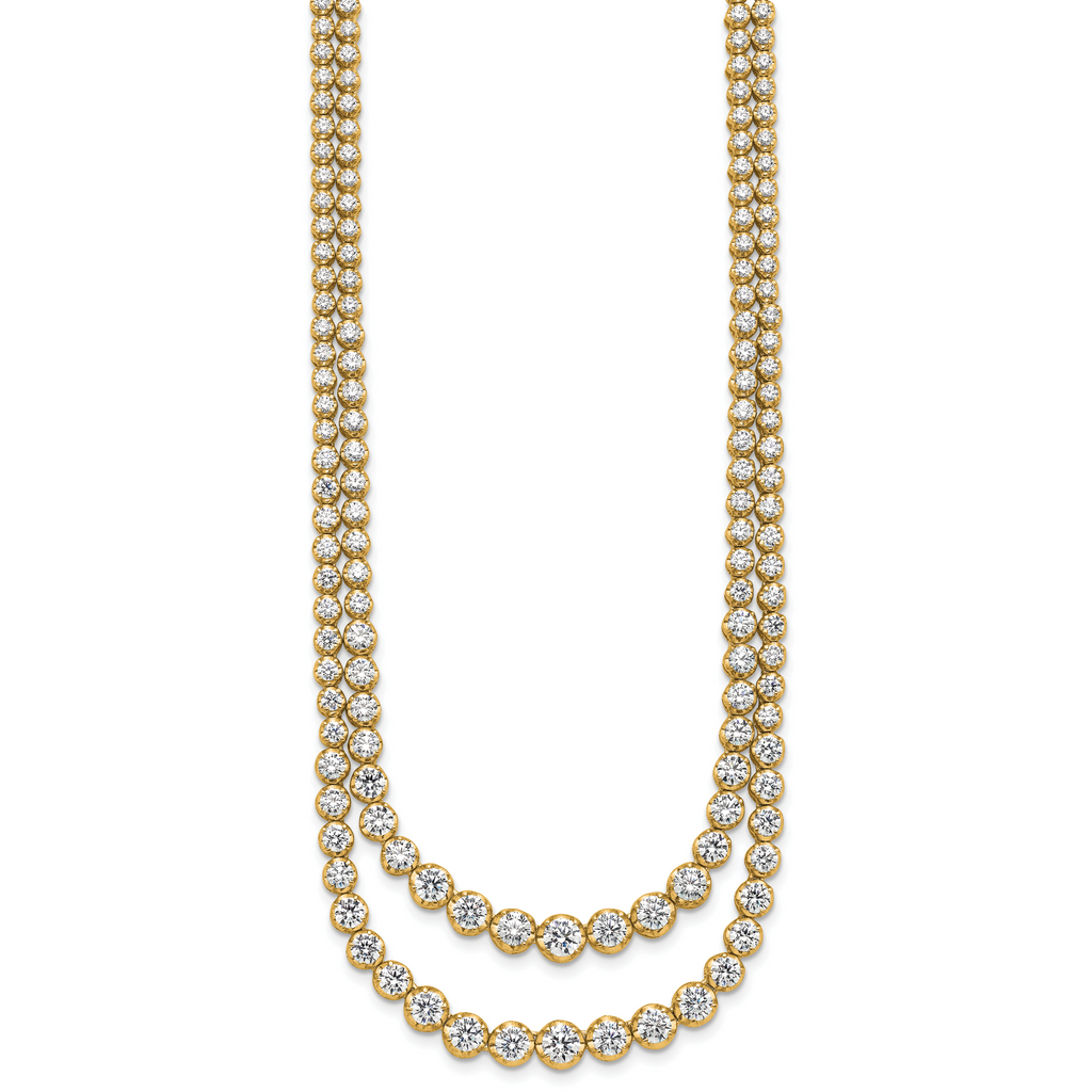 14k 14 7/8 carat Certified Lab Grown Diamond VS+ F+ Complete 18 inch Graduated Layered Tennis Necklace