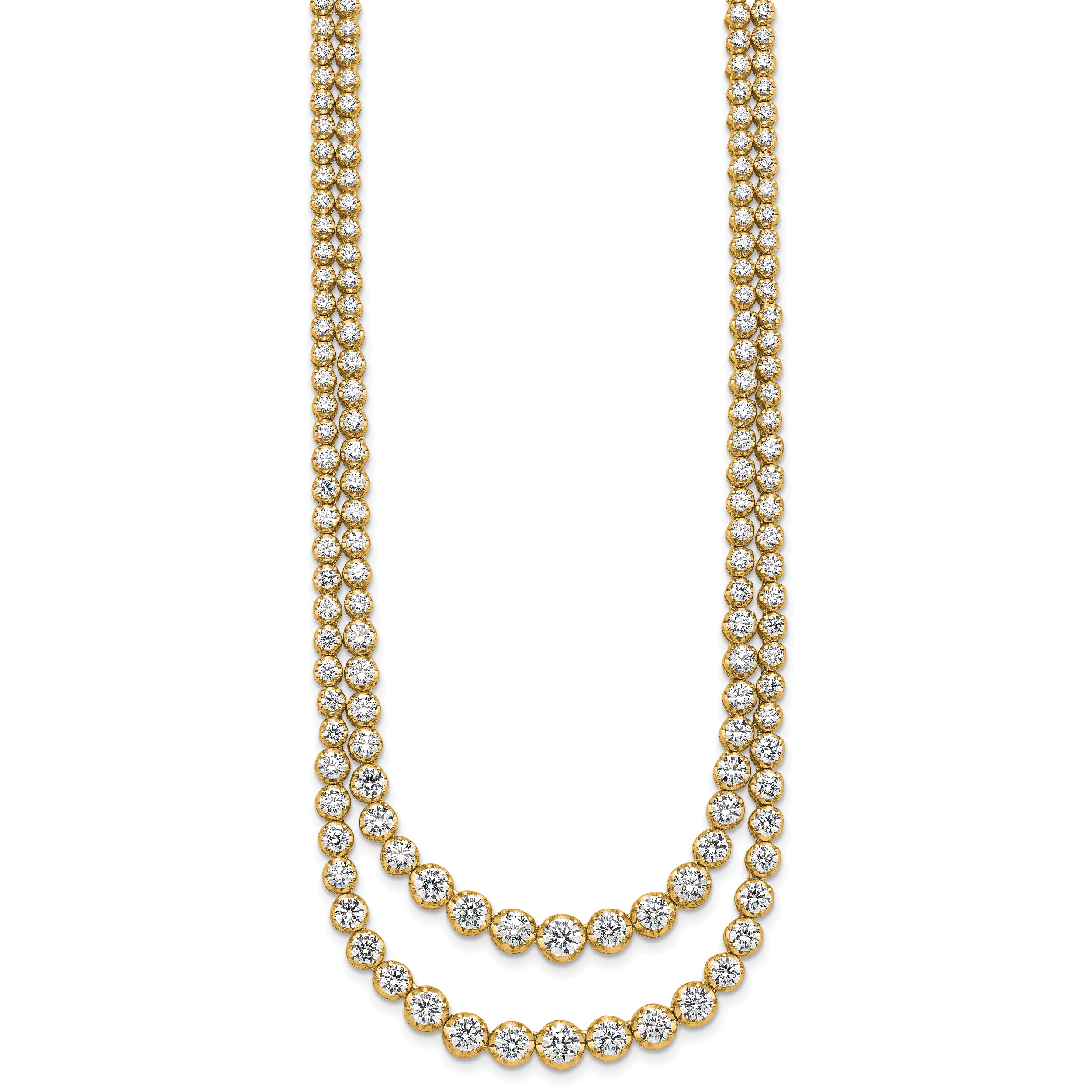 14k 14 7/8 carat Lab Grown Diamond VS+ F+ Complete 18 inch Graduated Layered Tennis Necklace
