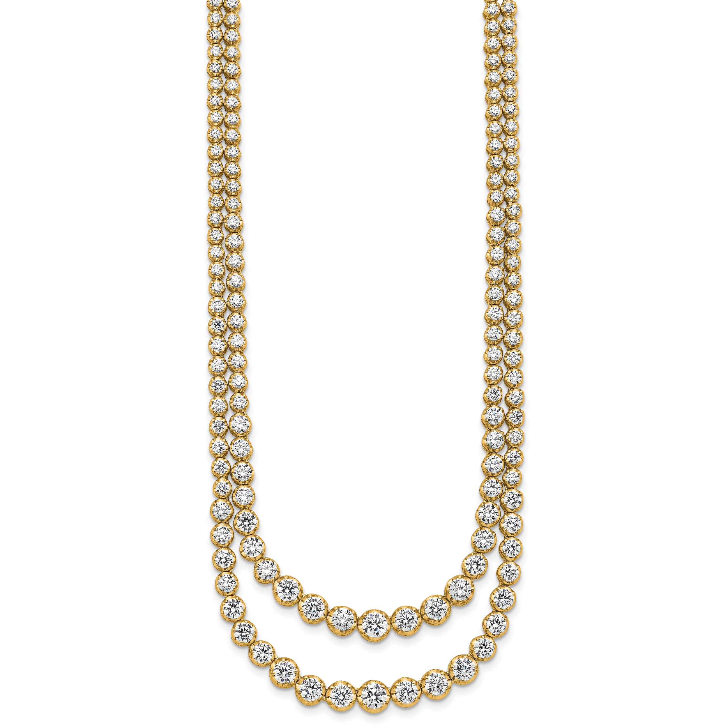 14k 14 7/8 carat Lab Grown Diamond VS+ F+ Complete 18 inch Graduated Layered Tennis Necklace