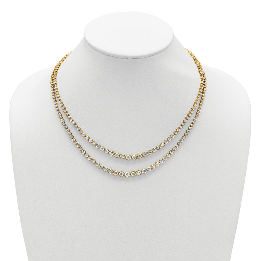 14k 14 7/8 carat Certified Lab Grown Diamond VS+ F+ Complete 18 inch Graduated Layered Tennis Necklace