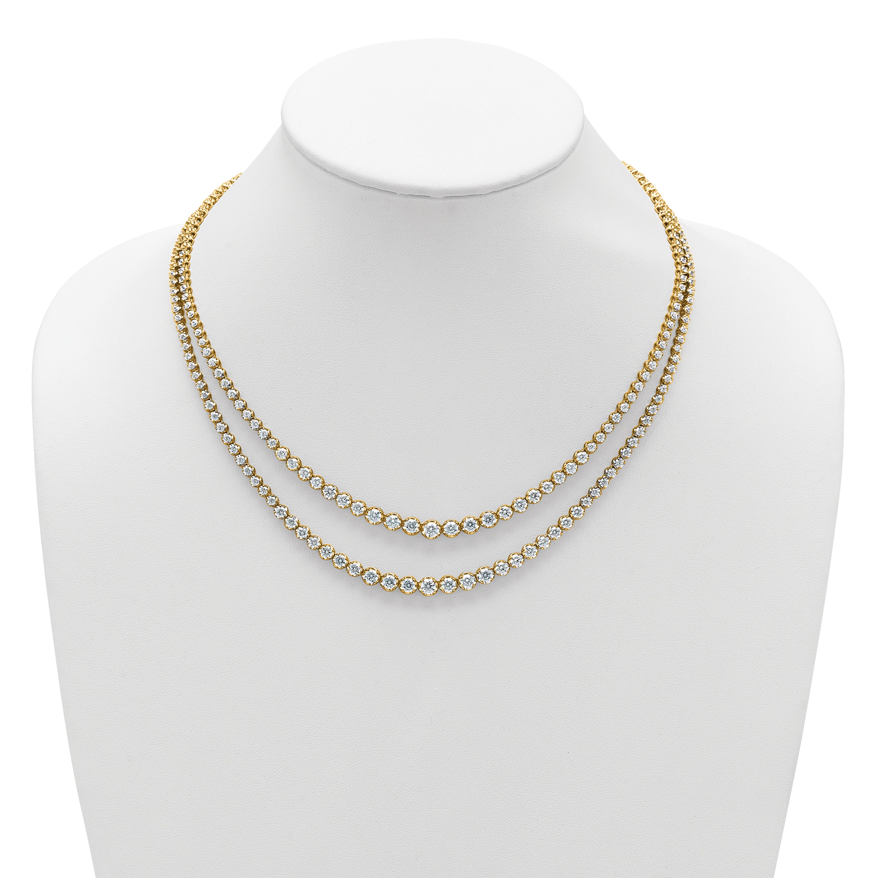 14k 14 7/8 carat Certified Lab Grown Diamond VS+ F+ Complete 18 inch Graduated Layered Tennis Necklace