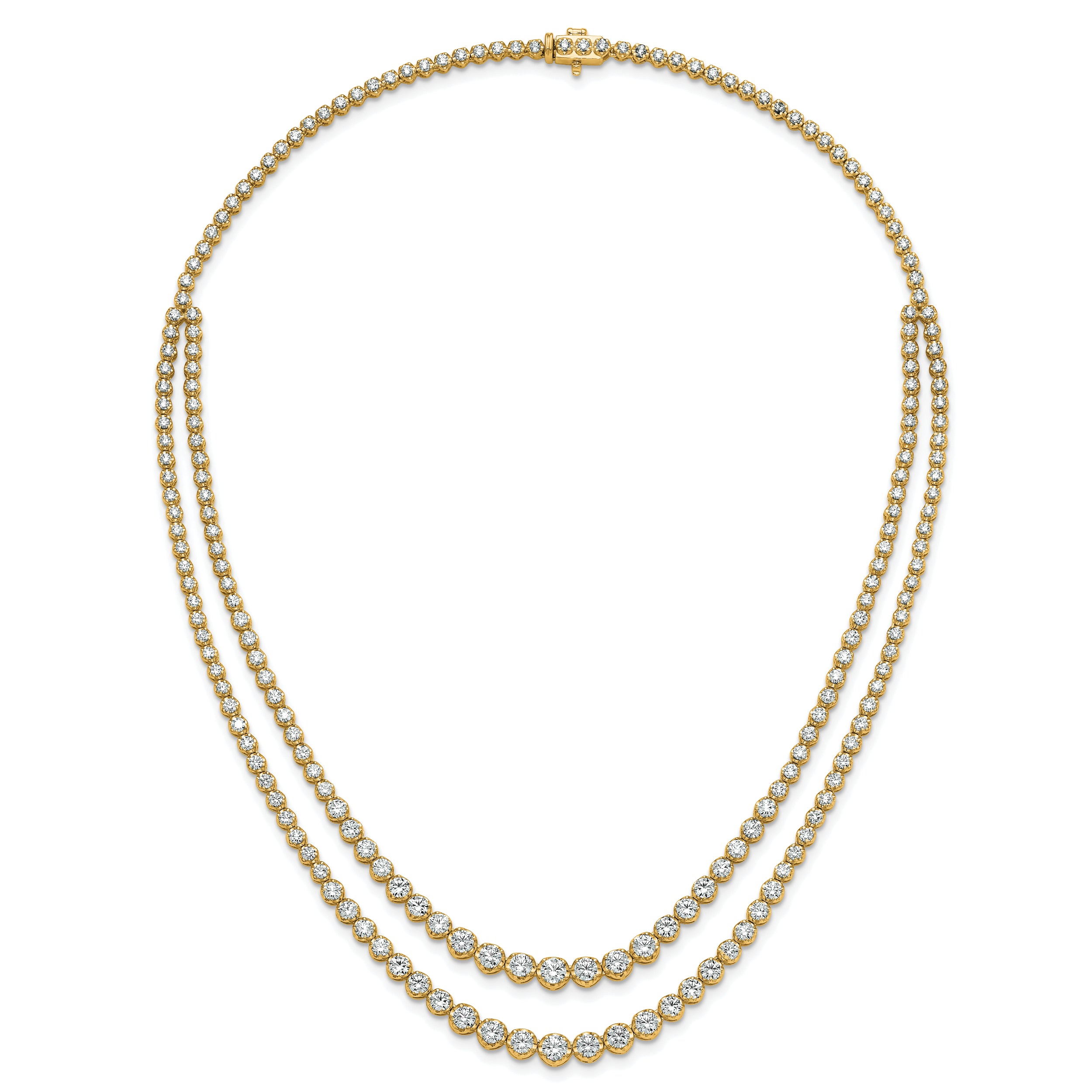 14k 14 7/8 carat Certified Lab Grown Diamond VS/SI+ G+ Complete 18 inch Graduated Layered Tennis Necklace