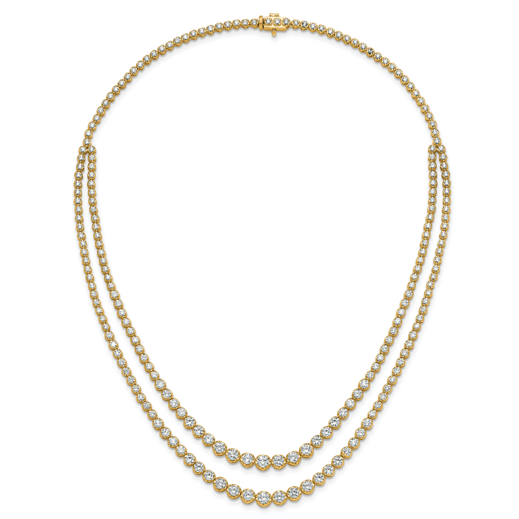 14k 14 7/8 carat Certified Lab Grown Diamond VS/SI+ G+ Complete 18 inch Graduated Layered Tennis Necklace