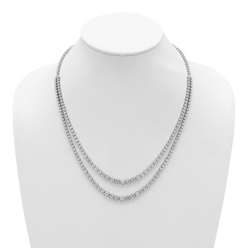 14k White Gold 15 1/2 carat Lab Grown Diamond VS/SI+ G+ Complete 20 inch Graduated Layered Tennis Necklace