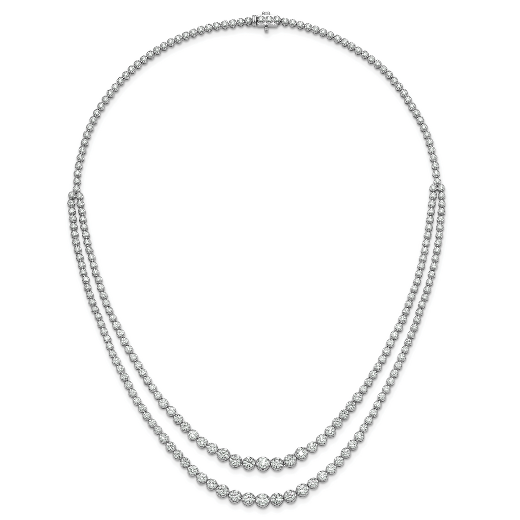 14k White Gold 15 1/2 carat Certified Lab Grown Diamond VS+ F+ Complete 20 inch Graduated Layered Tennis Necklace