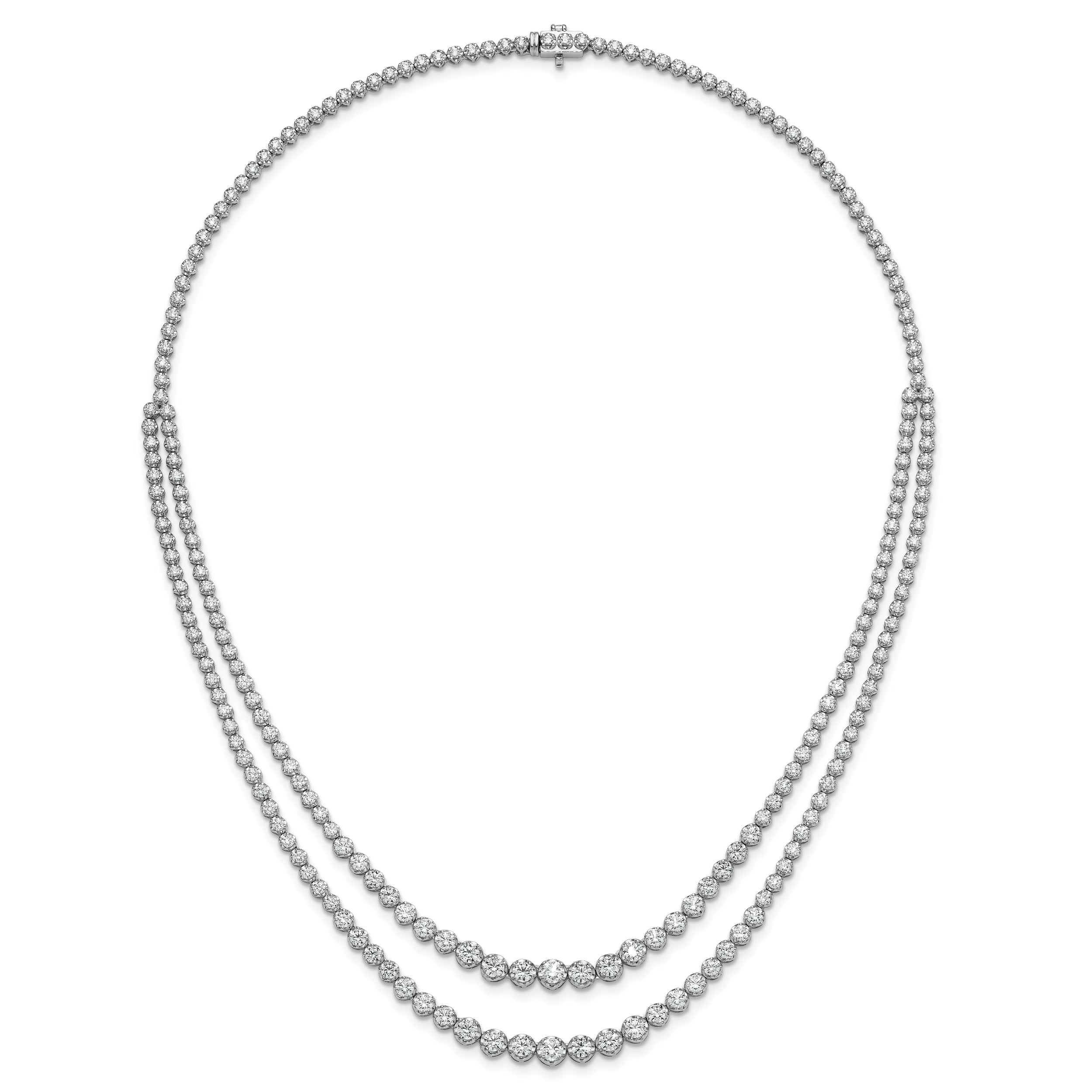 14k White Gold 15 1/2 carat Certified Lab Grown Diamond VS/SI+ G+ Complete 20 inch Graduated Layered Tennis Necklace