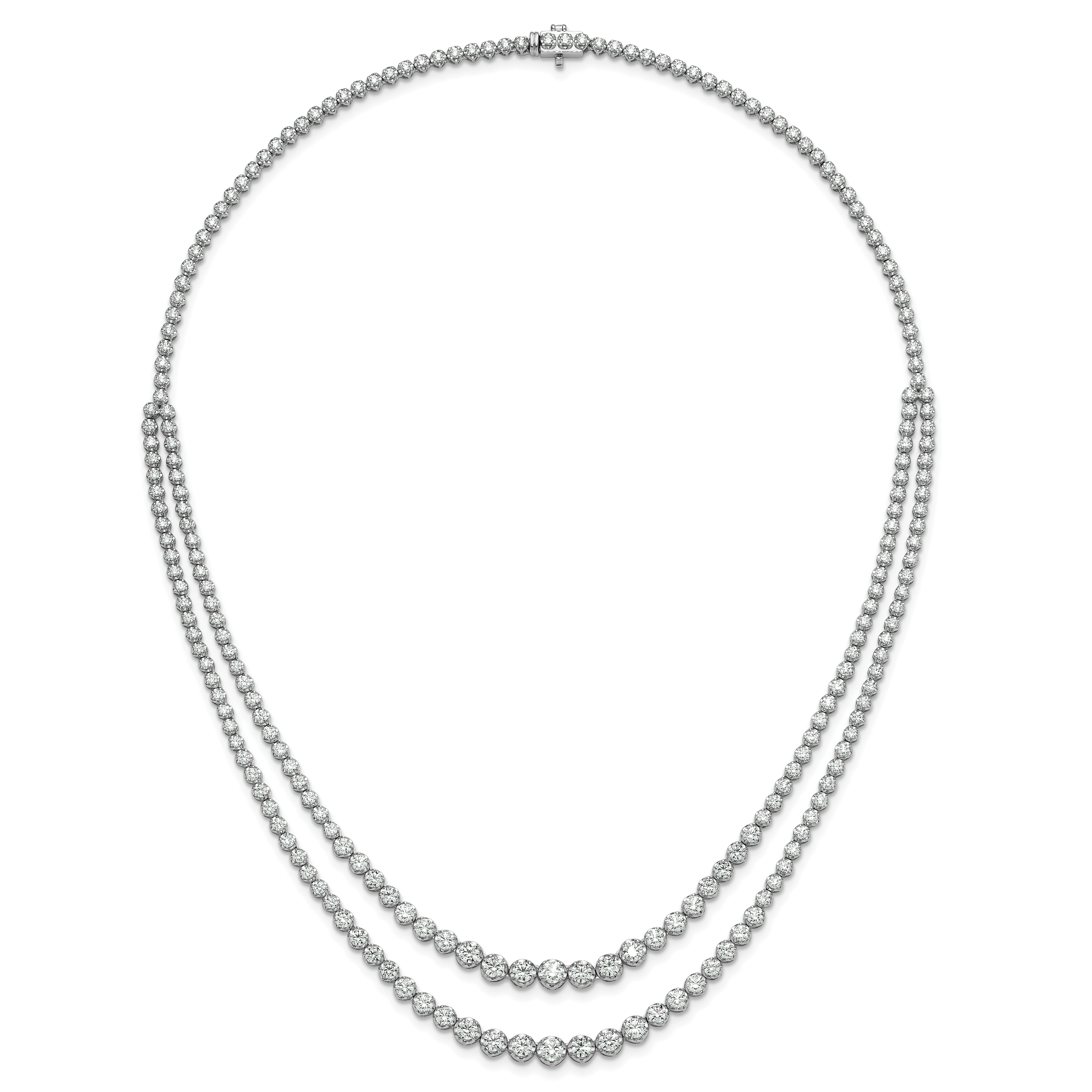 14k White Gold 15 1/2 carat Certified Lab Grown Diamond VS/SI+ G+ Complete 20 inch Graduated Layered Tennis Necklace