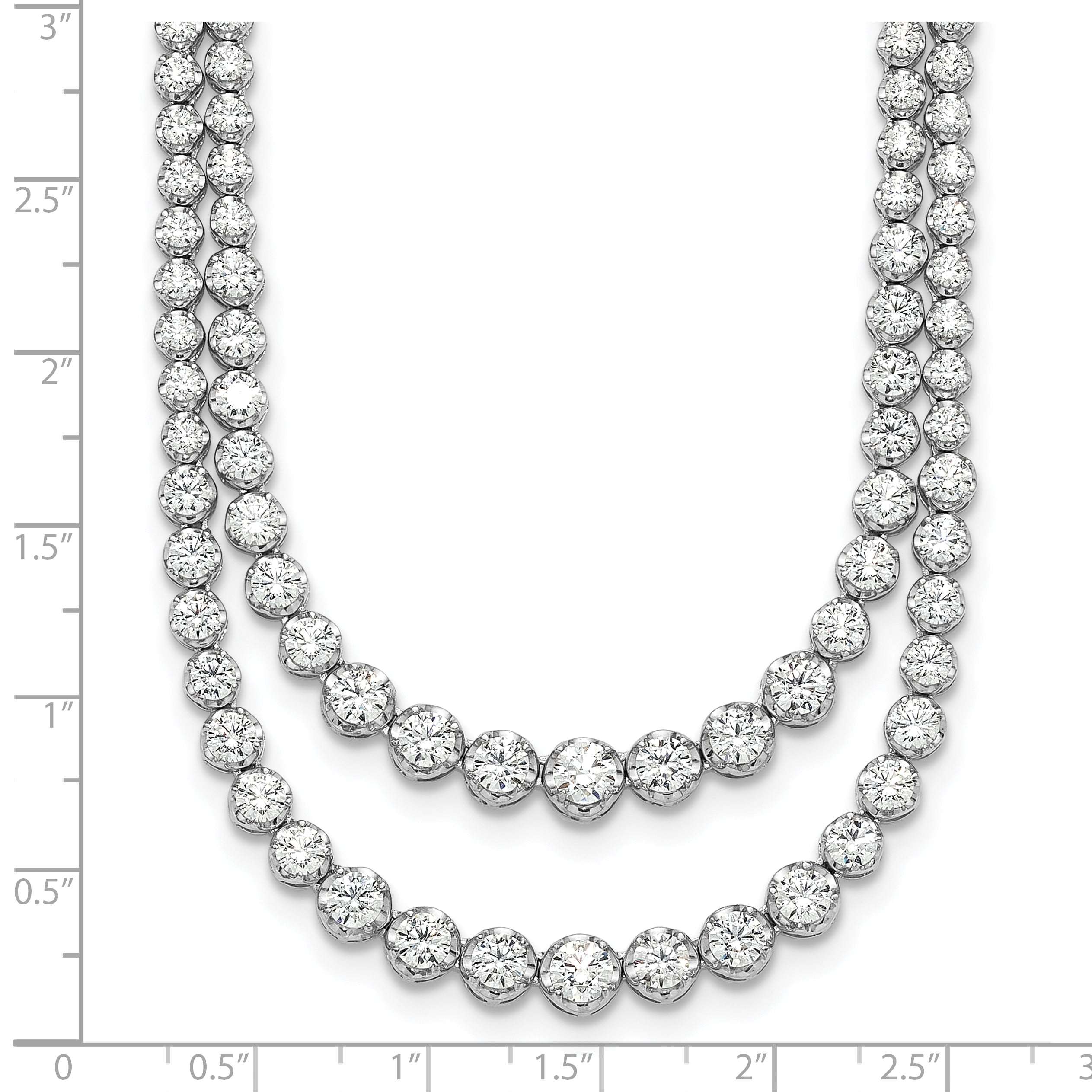 14k White Gold 15 1/2 carat Lab Grown Diamond VS/SI+ G+ Complete 20 inch Graduated Layered Tennis Necklace