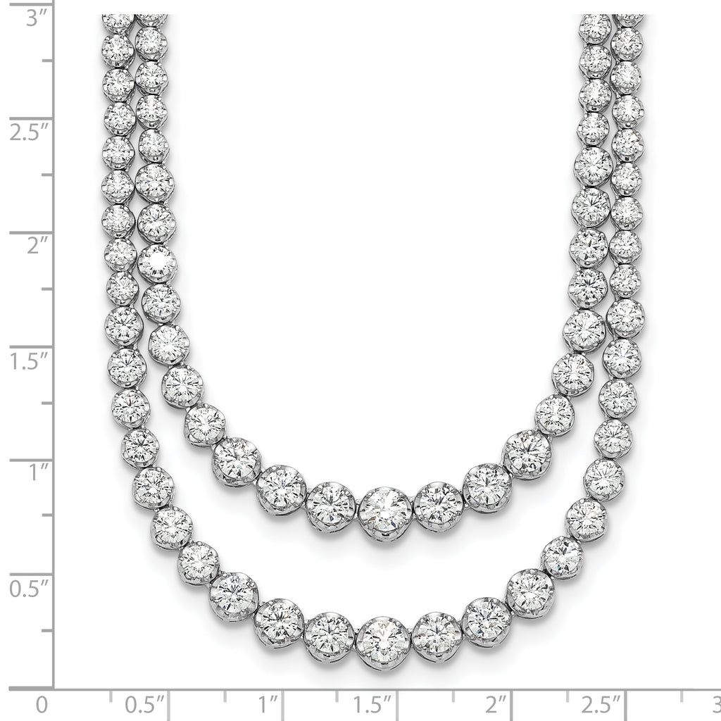 14k White Gold 15 1/2 carat Lab Grown Diamond VS/SI+ G+ Complete 20 inch Graduated Layered Tennis Necklace