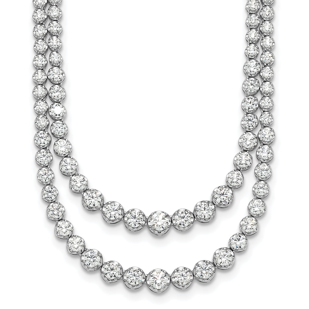 14k White Gold 15 1/2 carat Certified Lab Grown Diamond VS+ F+ Complete 20 inch Graduated Layered Tennis Necklace